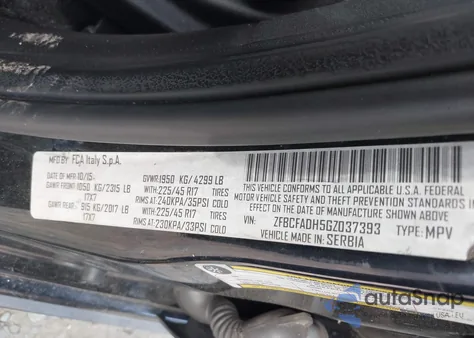 2016 Fiat 500L Trekking из США, поврежденный, VIN ZFBCFADH5GZ037393